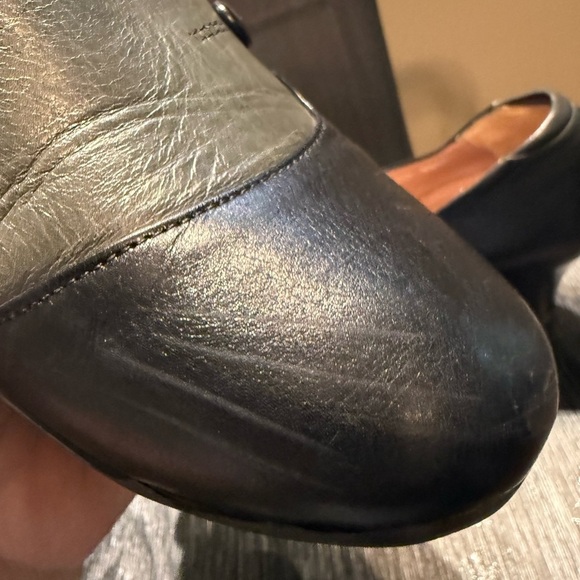 BeautyFeel Retro-Look Black and Grey Leather Cushioned Comfort Heels Sz 6-6.5 W - Picture 9 of 15